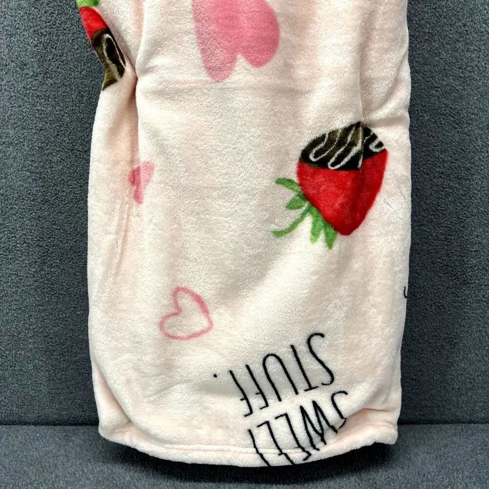 Rae Dunn Sweet‎ Stuff Chocolate Strawberry Blanket Soft Plush Throw 50x70 NWT